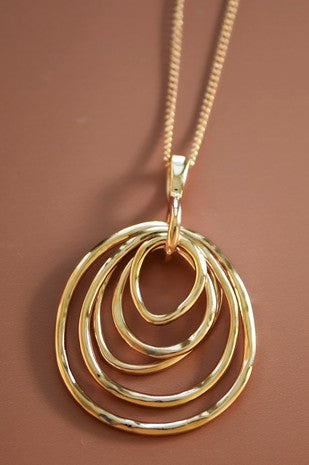 Gold Plated Multi Circle Drop Necklace