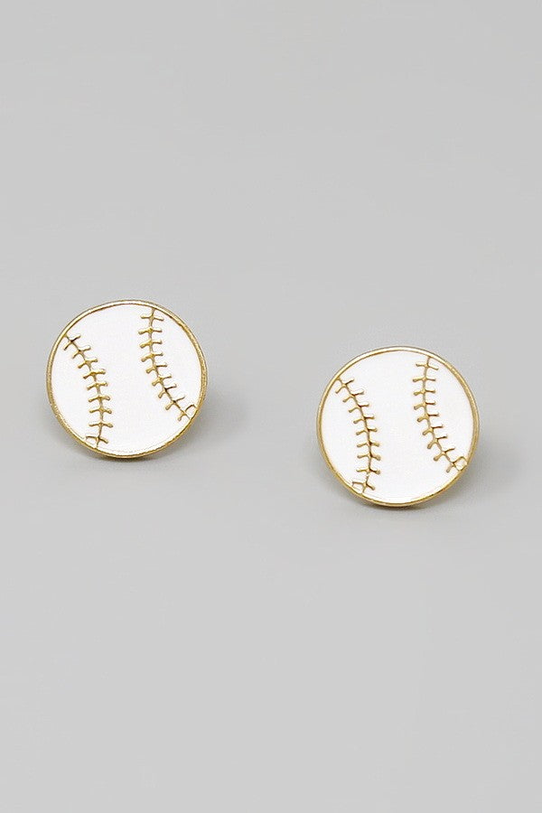 Baseball Enamel Stud Earrings