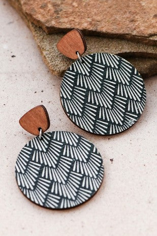 Boho Painted Wood Drop Earrings