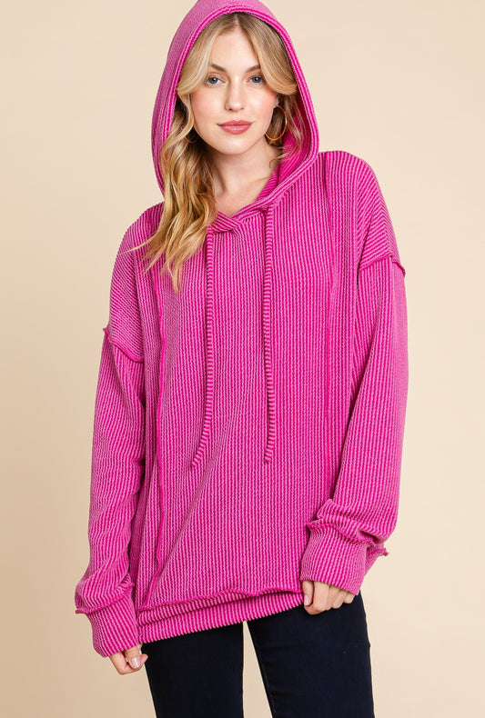 The Corded Hoodie In Hot Pink