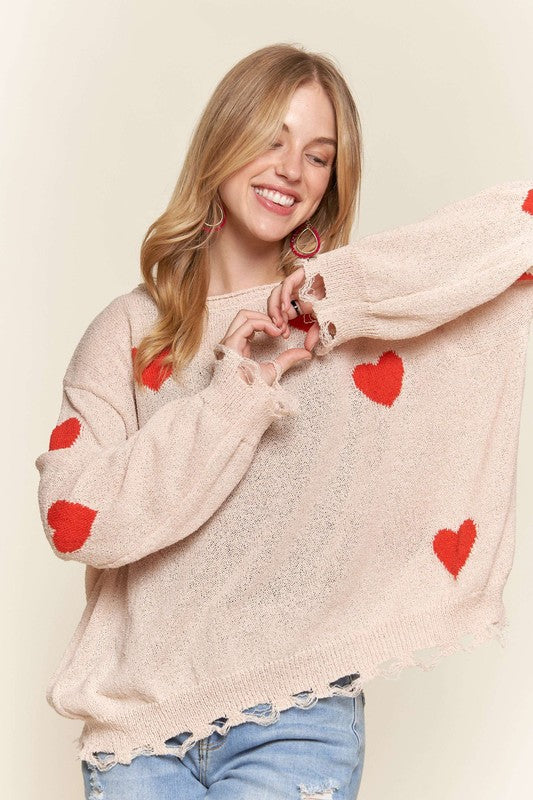 The Frayed Edge Heart Sweater