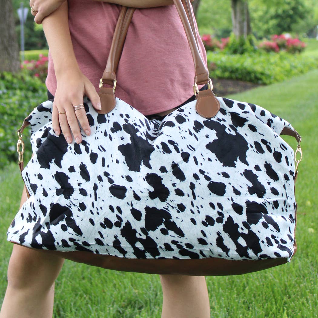 Cow Pattern Large Weekender Tote - Red Fox Boutique