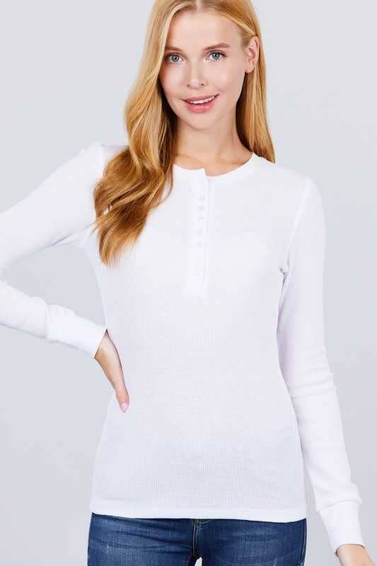 Long Sleeve Henley-Various Colors