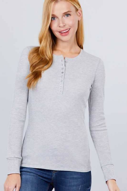 Long Sleeve Henley-Various Colors