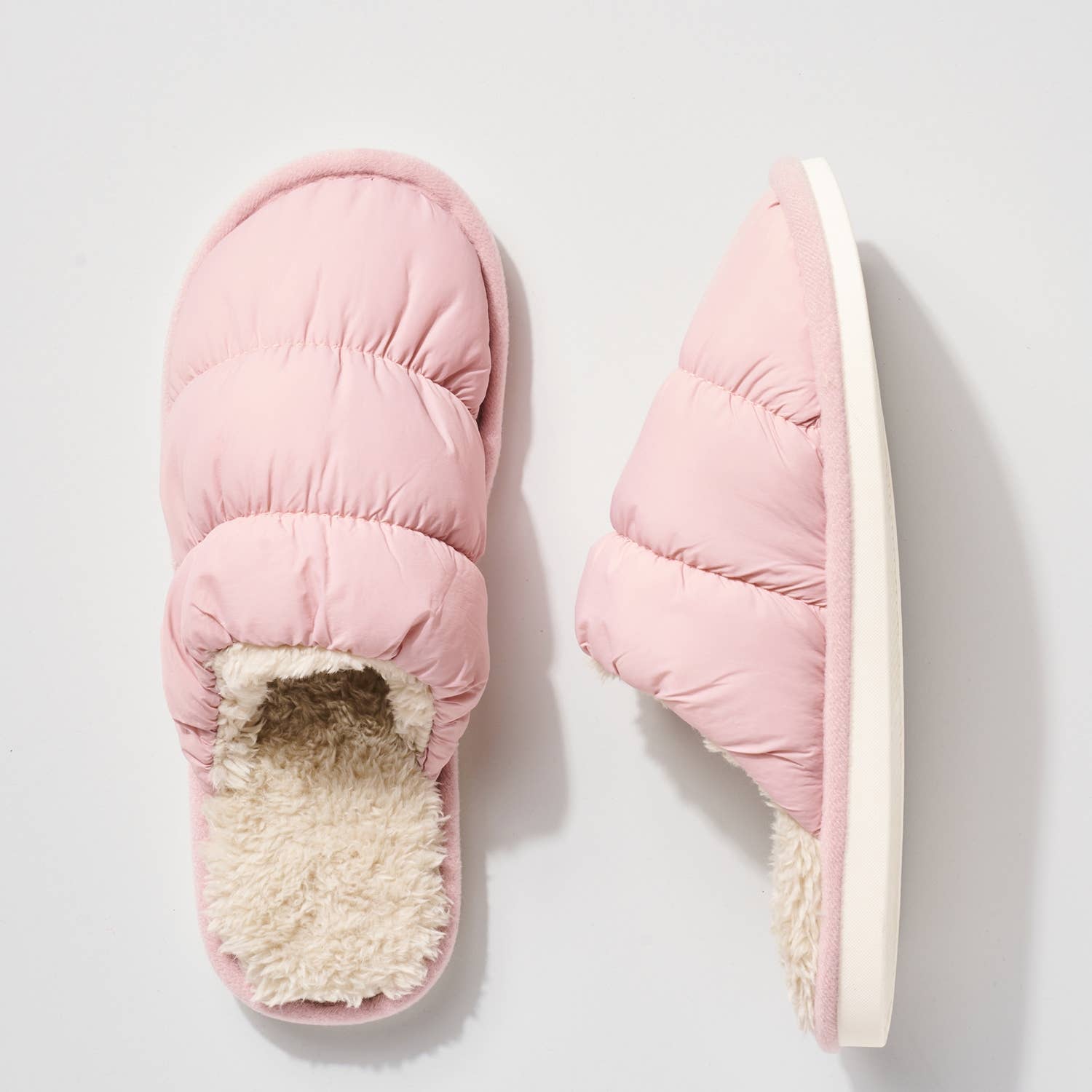 Puffy Faux Fur Lined Slippers in Pink - Red Fox Boutique