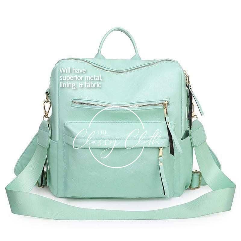 Spring Fling Chloe Convertible Backpack - Mint - Red Fox Boutique