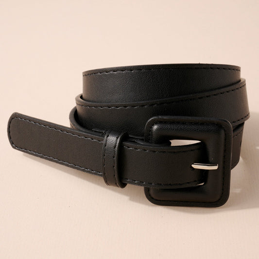 Square Buckle PU Leather Belt - Red Fox Boutique
