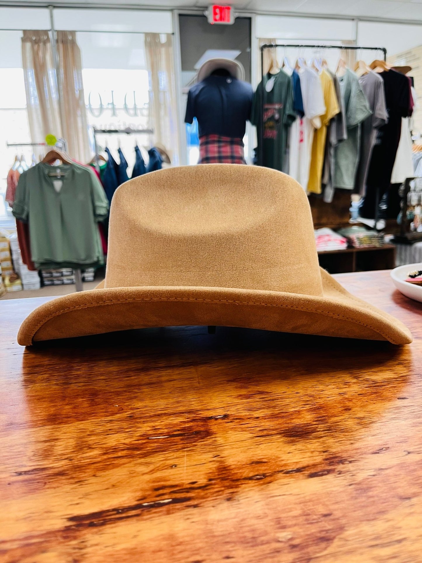 Suede Western Cowboy Fedora Hat-Tan - Red Fox Boutique