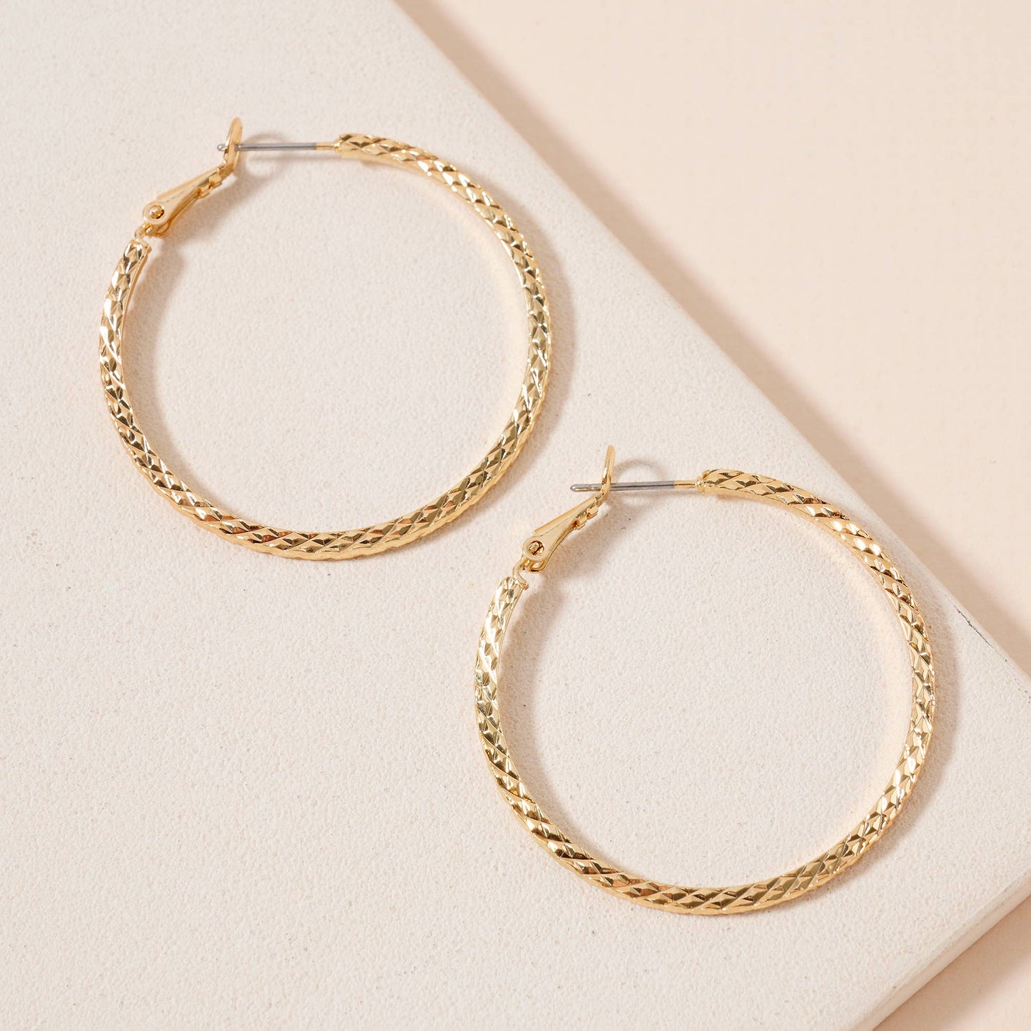 Textured Gold Hoop Earrings - Red Fox Boutique