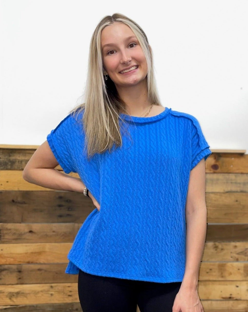 The Blue Knit Top - Red Fox Boutique
