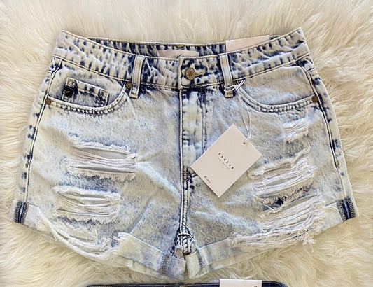The Mid-Rise Acid Wash Shorts - Kancan - Red Fox Boutique