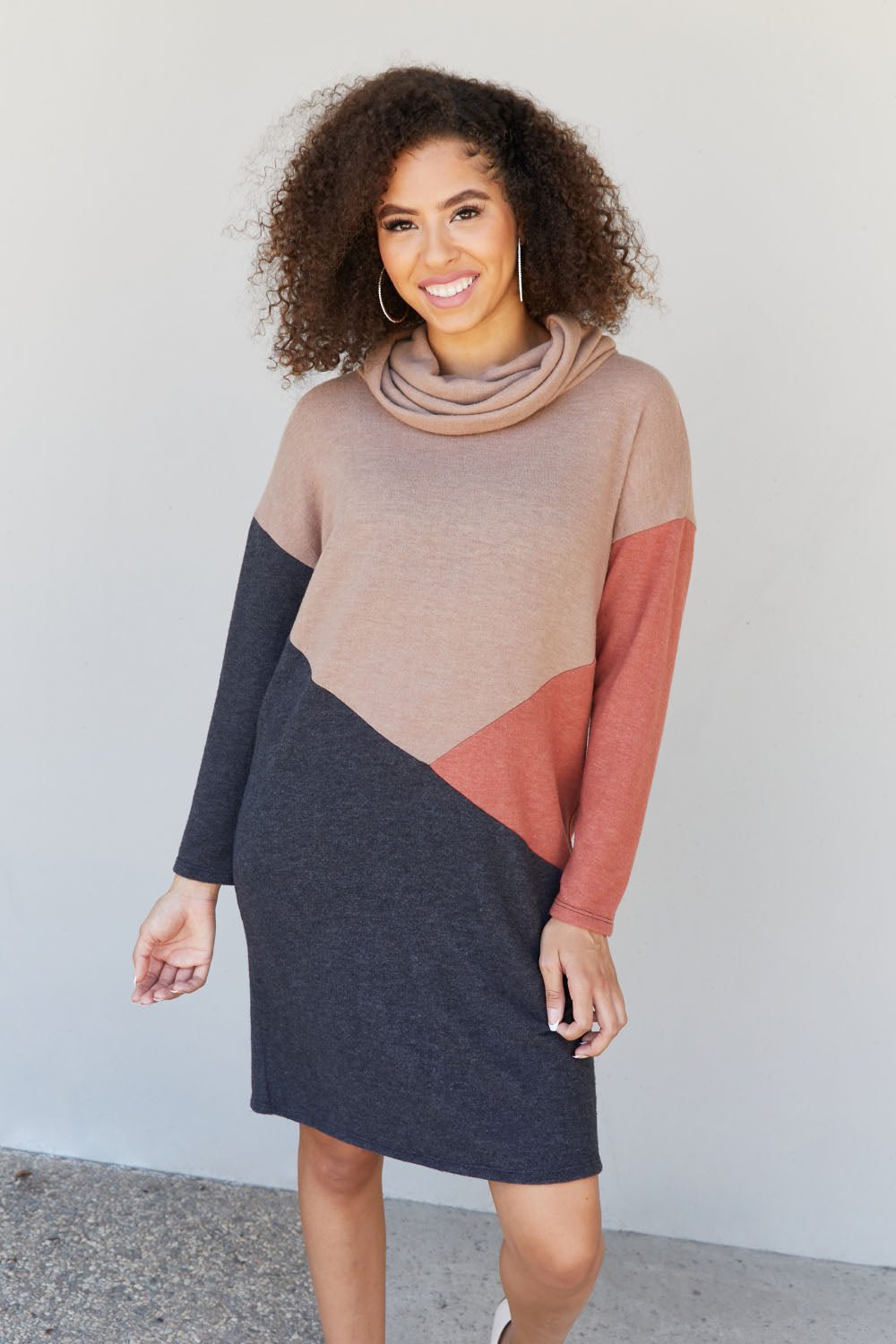 The More The MerrieR Color Block Sweater Dress - Red Fox Boutique